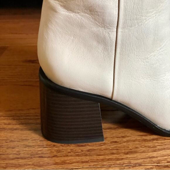 SAM EDELMAN WINNIE Ivory Leather Block Heel Bootie Women’s Size 8 - Picture 7 of 16